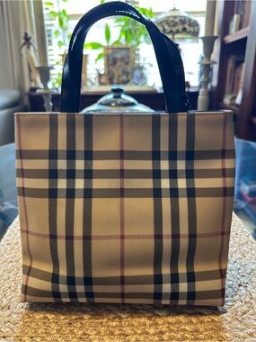 Burberry Nova Check Mini Tote Bag Authentic Canvas & Leather